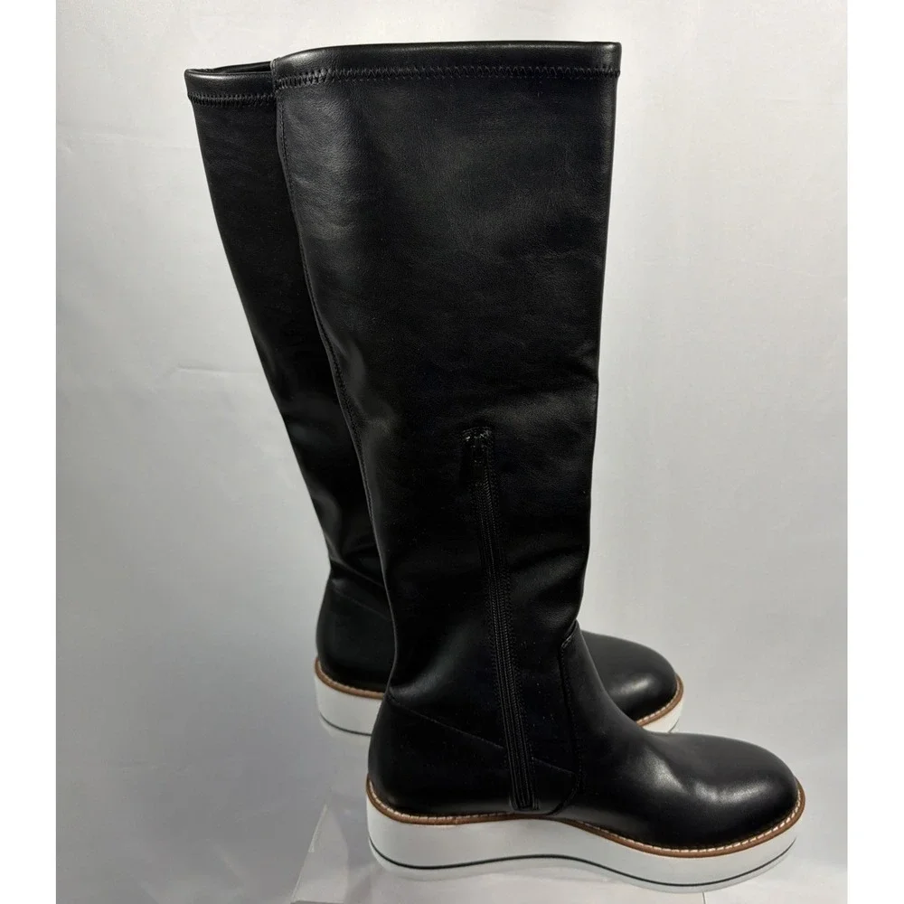 NWB Silent D Nadia Black Stretch Knee High Platform Boots size 8.5/9 gothcore